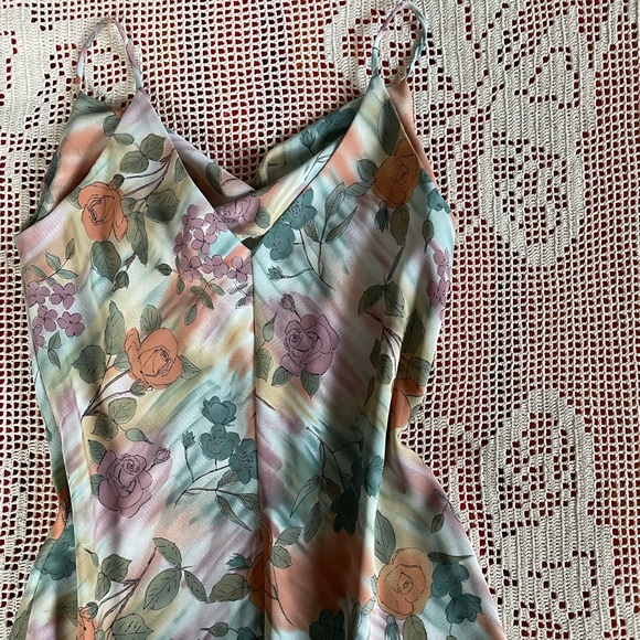 SOLD Vintage Early 90s- y2k Cowl Neck Floral Painted Mini Dress - Picture 6 of 6